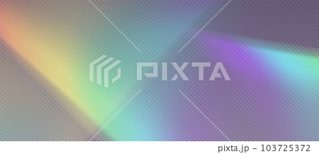 Rainbow refraction overlay, prism light effect, leak flare. 103725372