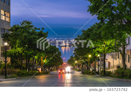 scenery of Hachiman zaka Slope at Hakodate, Hokkaido, Japan 103725782