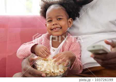 Kid and father smile to camera. Happy daughter play fun with father Kid and father smile to camera. Happy daughter play fun with father 103726199