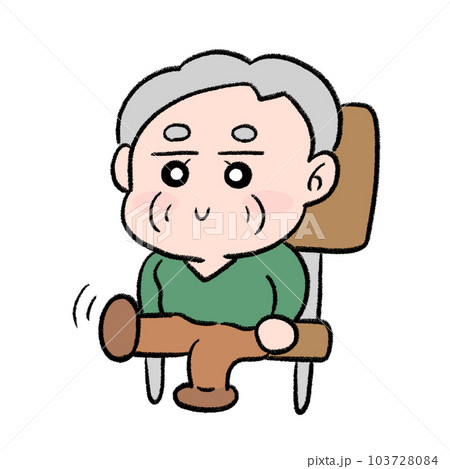 椅子ストレッチ　シニア男性 103728084