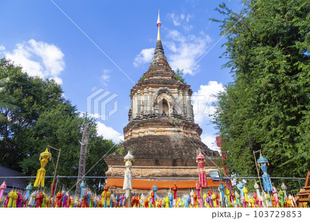 The Beautiful lantern Yeepeng Festival in Chaing Mai at Wat Lok Mo Lee Temple, Thailand. 103729853