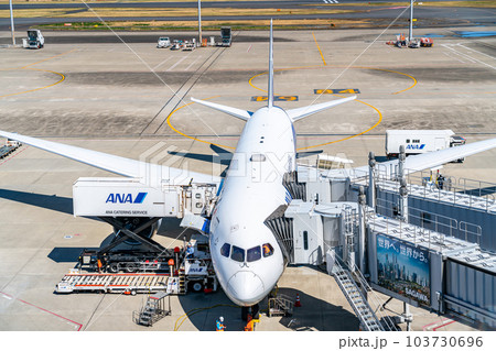 【東京都】羽田空港で整備中の飛行機 103730696