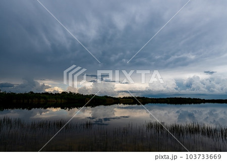 Dark storm clouds over Nine Mile Pond in Everglades National Park, Florida. Dark storm clouds over Nine Mile Pond in Everglades National Park, Florida. 103733669