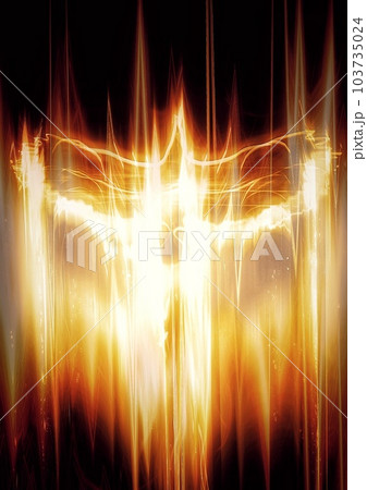 暗闇を羽ばたく抽象的な火の鳥の3dイラスト 暗闇を羽ばたく抽象的な火の鳥の3dイラスト 103735024