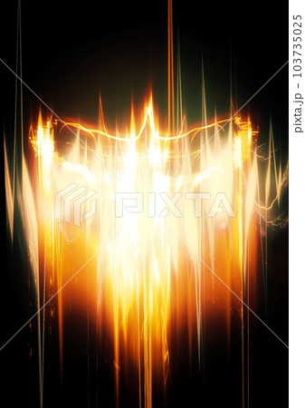 暗闇を羽ばたく抽象的な火の鳥の3dイラスト 103735025