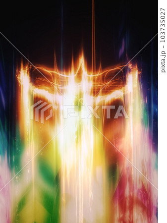 暗闇を羽ばたく抽象的な火の鳥の3dイラスト 103735027