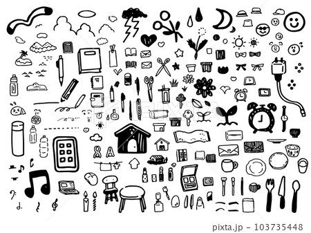 ゆるい手描きイラスト詰め合わせ(線のみ) ゆるい手描きイラスト詰め合わせ(線のみ) 103735448