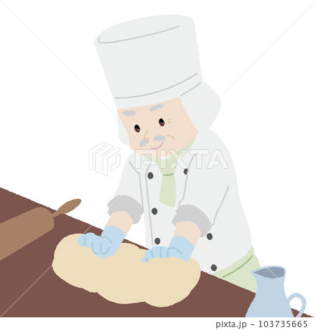手描き風の生地をこねるパン屋さん 103735665