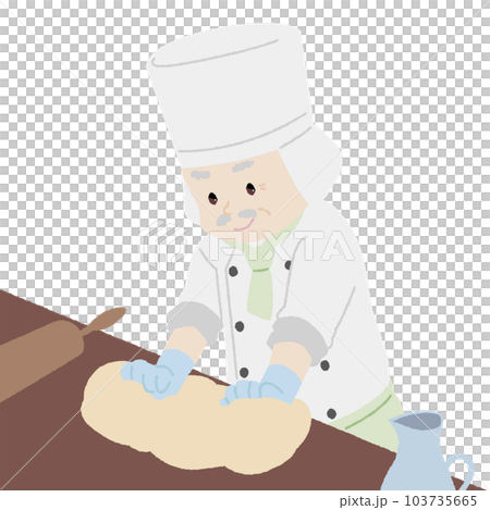 手描き風の生地をこねるパン屋さん 103735665