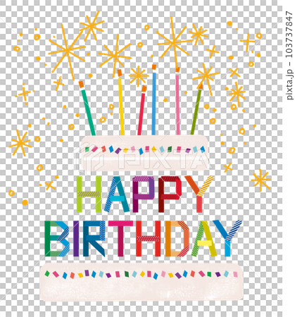 happy birthday / cake with candles and glitter 103737847