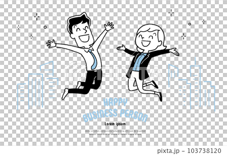 Vector illustration material: Businessmen jumping for joy 103738120