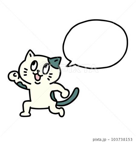 ゆかいなポーズの猫と吹き出し 103738153