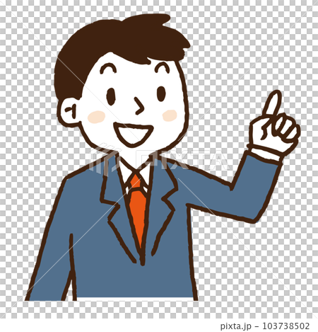 指を上に向ける学生　男子　ブレザー 103738502