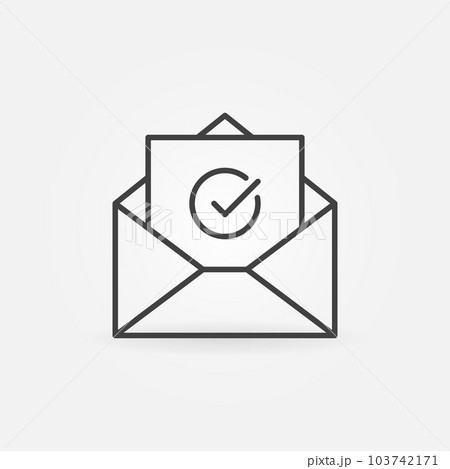 Open envelope with checkmark outline vector icon 103742171