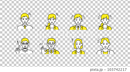 ポジティブな表情のビジネスパーソンのアバターアイコンイラスト素材 103742217
