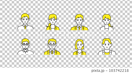 ポジティブな表情のビジネスパーソンのアバターアイコンイラスト素材 103742218