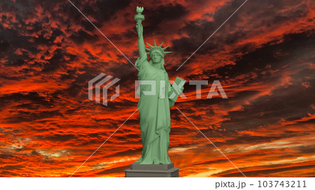 The statue of liberty on twilight sky 3d rendering The statue of liberty on twilight sky 3d rendering 103743211