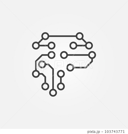 Human brain as digital circuit board concept outline icon 103743771