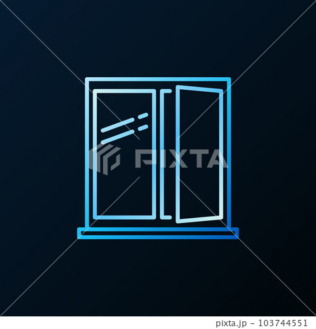 Open Window with Sill vector concept blue line icon Open Window with Sill vector concept blue line icon 103744551