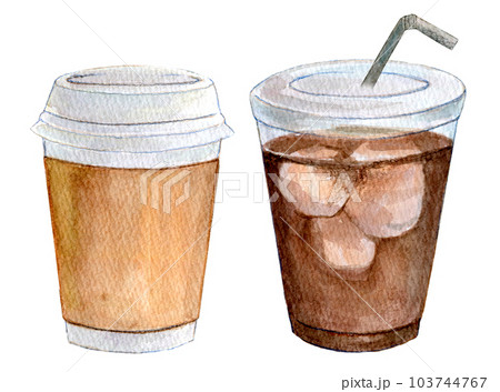 水彩イラスト コンビニコーヒー カフェ 水彩イラスト コンビニコーヒー カフェ 103744767