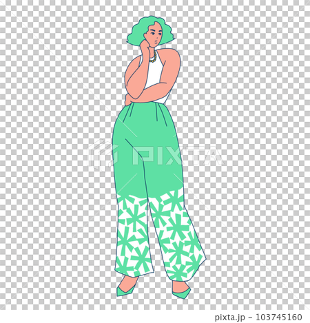 Illustration of a plump woman with folded arms Illustration of a plump woman with folded arms 103745160