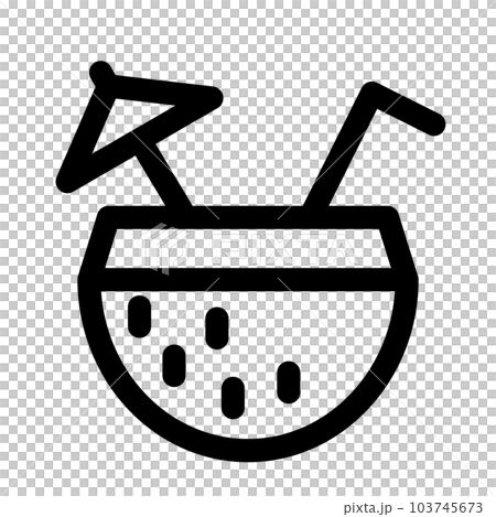 代表夏天、雞尾酒和椰子的線條風格圖標 103745673
