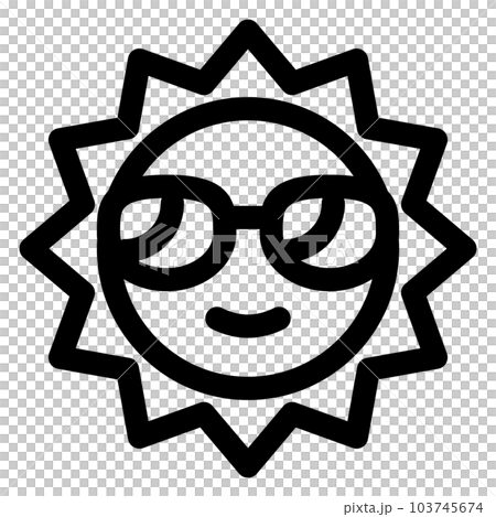 代表夏天、太陽和太陽鏡的線條樣式圖標 代表夏天、太陽和太陽鏡的線條樣式圖標 103745674