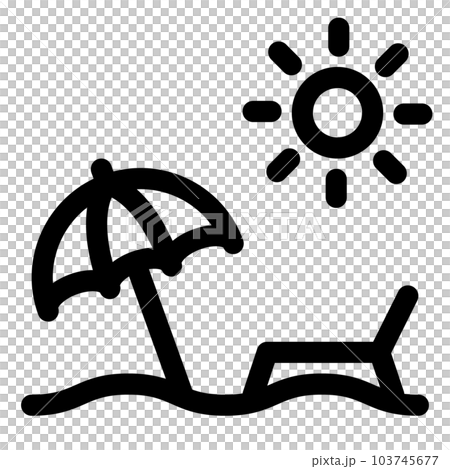 Line style icons representing summer, beach, umbrellas, sand and sea 103745677