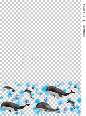 Watercolor touch black whale and dolphin frame vertical 2 103745693