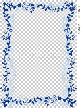 Simple ivy botanical frame (blue) vertical 103746116