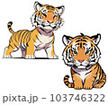 年賀状に使いやすい子供寅（トラ）のベクターイラストセット 103746322