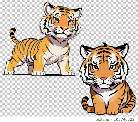 年賀状に使いやすい子供寅（トラ）のベクターイラストセット 103746322
