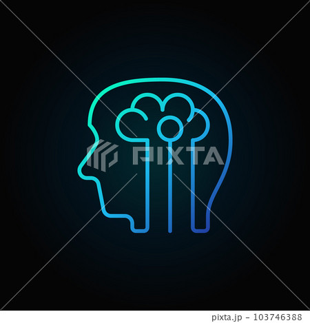 Human head with brain blue icon - vector...のイラスト素材 [103746388] - PIXTA