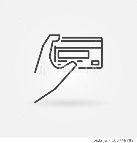 Hand holding card vector outline icon. Card payment symbol 103746795