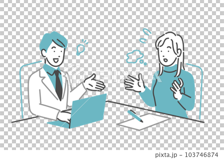 A woman who consults about troubles and a man who gives advice 103746874