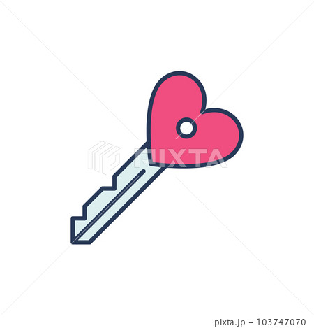 Heart Key vector modern icon. Valentines Day or Love sign Heart Key vector modern icon. Valentines Day or Love sign 103747070