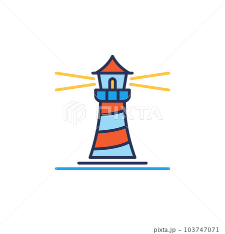 Cute Lighthouse vector concept colored icon or sign Cute Lighthouse vector concept colored icon or sign 103747071