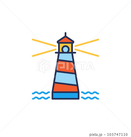 Lighthouse and small Waves vector concept colored icon 103747110