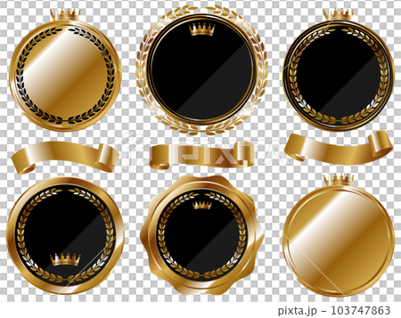 豪華皇冠徽章和絲帶套裝黑色和金色 103747863