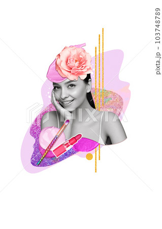 Abstract art collage of a young beautiful woman with flowers on her head Abstract art collage of a young beautiful woman with flowers on her head 103748789
