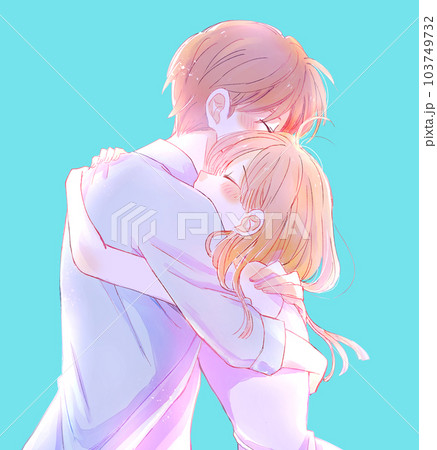 幸せそうに抱き合う男女　夏　逆光 103749732