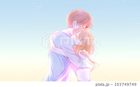 幸せそうに抱き合う男女 夏 逆光 朝 幸せそうに抱き合う男女 夏 逆光 朝 103749749