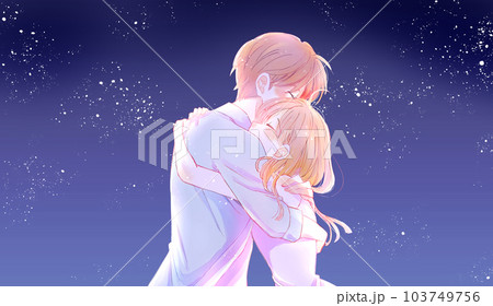 幸せそうに抱き合う男女 夏 逆光 夜 幸せそうに抱き合う男女 夏 逆光 夜 103749756