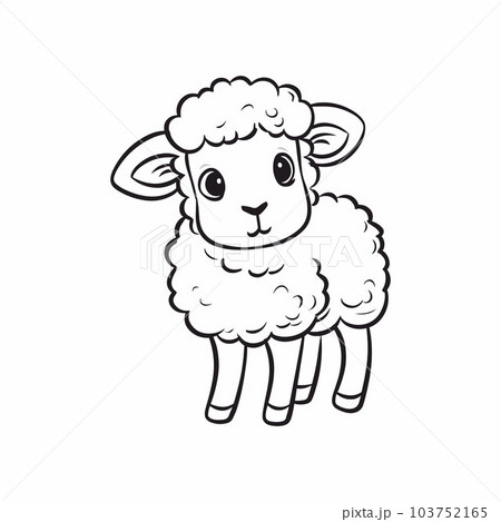 sheep in doodle simple style on white background sheep in doodle simple style on white background 103752165