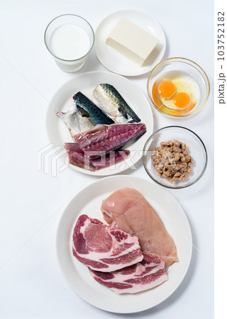 タンパク質の多い食材　縦位置 103752182
