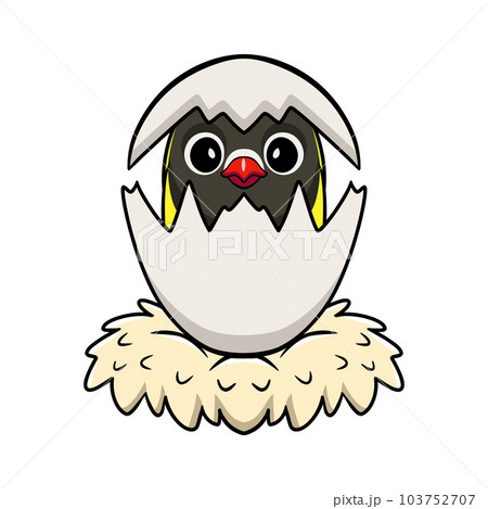 Cute yellow collared love bird cartoon inside from egg Cute yellow collared love bird cartoon inside from egg 103752707