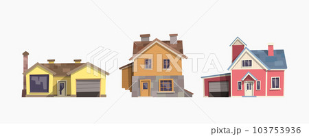 modern classic houses front view in set 103753936