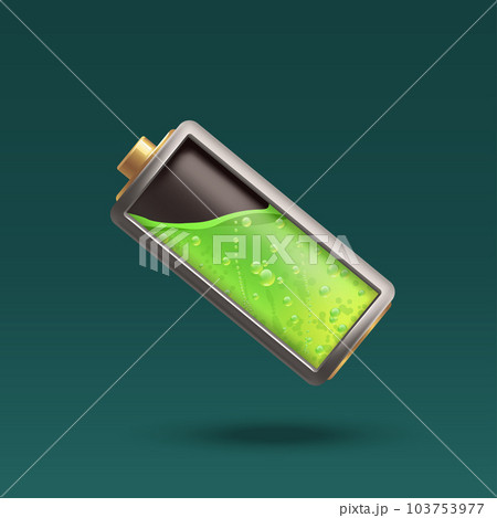a realistic battery with green liquid inside a realistic battery with green liquid inside 103753977