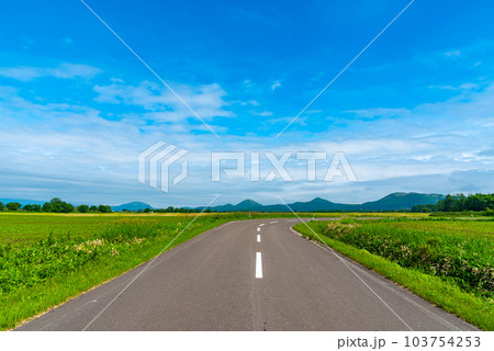 農村 道路 畑の中 夏 農村 道路 畑の中 夏 103754253