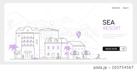 Sea resort - modern thin line design style vector banner 103754567